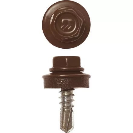 Саморезы ЗУБР "ПРОФЕССИОНАЛ" окраш., RAL 8017 шокол.-коричн., для крепл. кров. матер. к металл. констр., 5.5x19мм, 500шт 4-300315-55-019-8017 купить в Губкинске