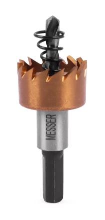 HSS-TiN коронка MESSER  21мм с центр. сверлом и толкающей пружиной для  лист. материала  до 2 мм ц/х купить в Губкинске