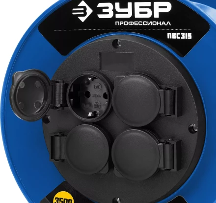 Удлинитель на катушке &quot;ПВС 315&quot;, 30 м, 3500 Вт, 4 гнезда, IP44, ПВС 3х1,5 кв мм, ЗУБР 55081-30 купить в Губкинске