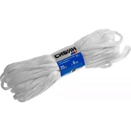 Шнур хозяйственный СИБИН, полиэфирный, длина 25 м, диаметр - 6мм 50266 купить в Губкинске