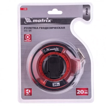 Рулетка геодезическая 20 м х 12,5 мм закрытый корпус стальная лента односторонняя шкала Pro Matrix 31280 купить в Губкинске