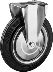 Колеса неповоротные из литой резины с металлическим диском серия ПРОФЕССИОНАЛ