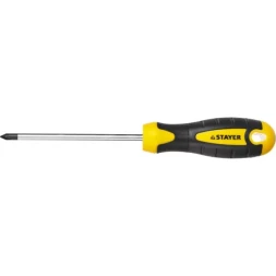 Отвертка STAYER "MASTER" "ТECHNO", двухкомпонентная рукоятка, магнитный наконечник, Cr-V, PH1x100мм 2508-1-10_z02