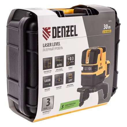 Лазерный уровень LX 06 Green, 30 м, 520 нм, аккумулятор Li 5200 mAh, резьба 5/8&quot; Denzel 35072 купить в Губкинске