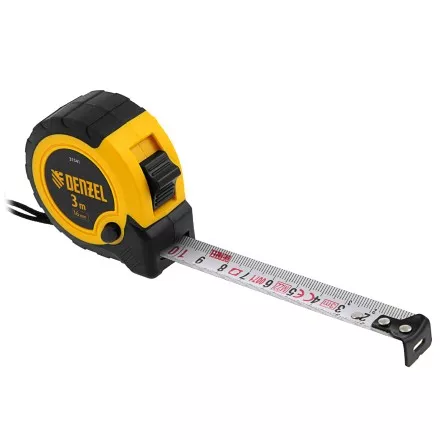 Рулетка Denzel 3м х 16мм, двухкомп. корпус, кнопка-пауза, 31541 купить в Губкинске