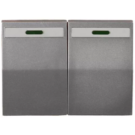 Выключатель СВЕТОЗАР &quot;ЭФФЕКТ&quot; двухклавишный, с эффектом свечения, без вставки и рамки, светло-серый металлик, 10A/~250B SV-54435-SM купить в Губкинске