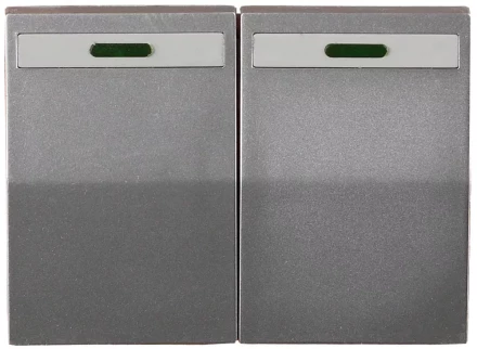 Выключатель СВЕТОЗАР &quot;ЭФФЕКТ&quot; двухклавишный, с эффектом свечения, без вставки и рамки, светло-серый металлик, 10A/~250B SV-54435-SM купить в Губкинске