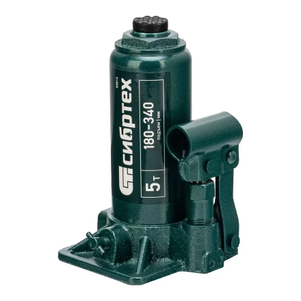 Домкрат гидравлический бутылочный Сибртех 50814, 5 т, 180-340 мм, в пласт. кейсе купить в Губкинске