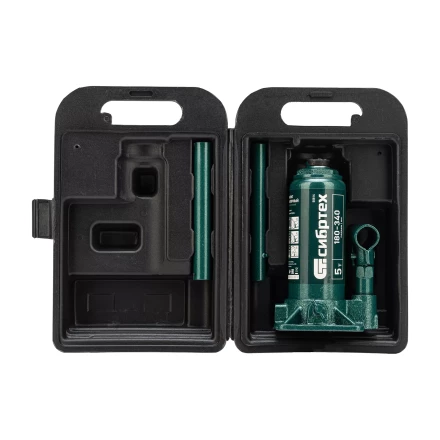 Домкрат гидравлический бутылочный Сибртех 50814, 5 т, 180-340 мм, в пласт. кейсе купить в Губкинске