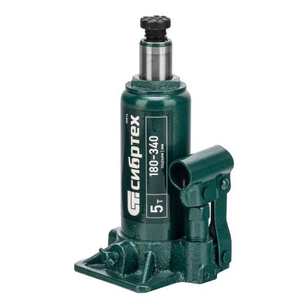 Домкрат гидравлический бутылочный Сибртех 50814, 5 т, 180-340 мм, в пласт. кейсе купить в Губкинске