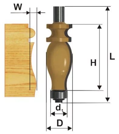 Фреза кромочная фигурная Ф25,4Х42,9 мм хвостовик 12 мм Энкор 46414 купить в Губкинске