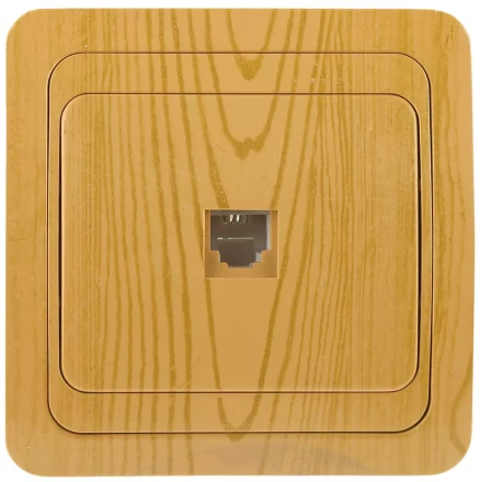 Розетка СВЕТОЗАР &quot;ГАММА&quot; телефонная, одинарная, цвет ольха SV-54117-A купить в Губкинске