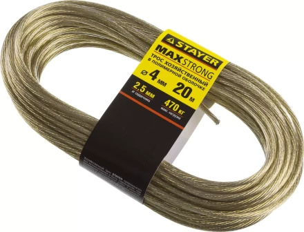 Трос хозяйственный STAYER &quot;MASTER&quot;, стальной в полимерной оболочке, 20 метров, 4,0мм 50145-4 купить в Губкинске