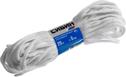 Шнур хозяйственный СИБИН, полиэфирный, длина 25 м, диаметр - 5мм 50265 купить в Губкинске