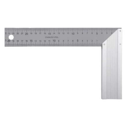 Угольник стальной 250 мм, нержавеющая сталь, градуировка, алюминиевое основание Denzel 32396 купить в Губкинске