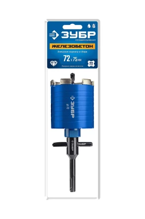 ЗУБР АСК d 72 мм (М16, рабочая глубина 75 мм, лазерная сварка), алмазная сегментная коронка для подрозетников, Профессионал (29875-72) купить в Губкинске