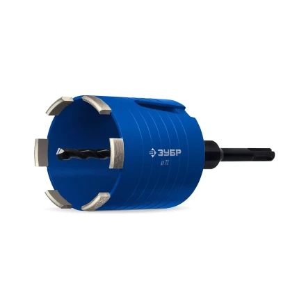 ЗУБР АСК d 72 мм (М16, рабочая глубина 75 мм, лазерная сварка), алмазная сегментная коронка для подрозетников, Профессионал (29875-72) купить в Губкинске