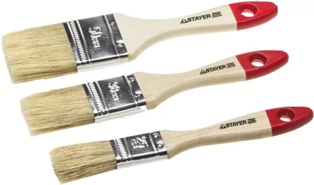 Набор STAYER &quot;STANDARD&quot; &quot;UNIVERSAL&quot;: Кисти, светлая натуральная щетина, деревянная ручка, 3шт: 25, 38, 50мм 0161-H3_z01 купить в Губкинске