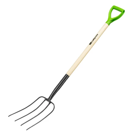 Вилы 4-рогие Сибртех 61379, сенные, кованые, 210х340х1260 мм, деревянный лакированный черенок купить в Губкинске