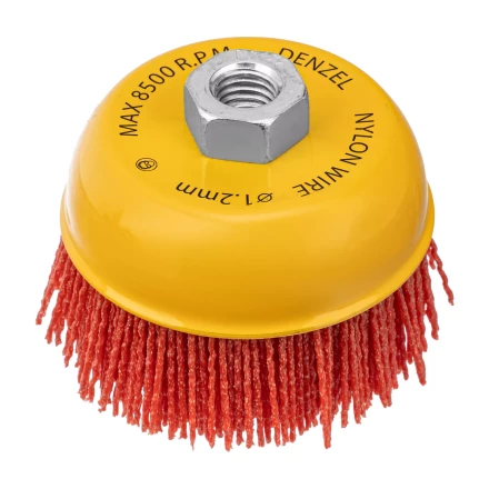 Щетка для УШМ Denzel, 100 мм, Чашка, нейлоновая щетина, М14, 74469 купить в Губкинске