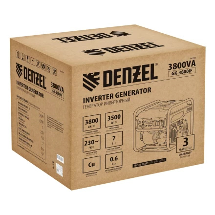 Генератор инверторный DENZEL GK-3800iF, 3,8 кВт, 230 В, ручной старт купить в Губкинске