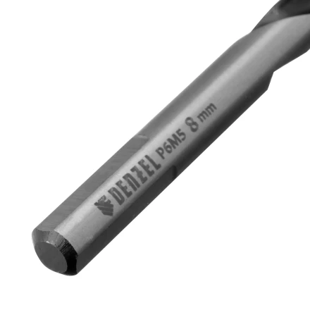 Сверло спиральное по металлу Denzel 8 x 117мм, Р6М5, Golden Tip, многогранная заточка, 718282 купить в Губкинске