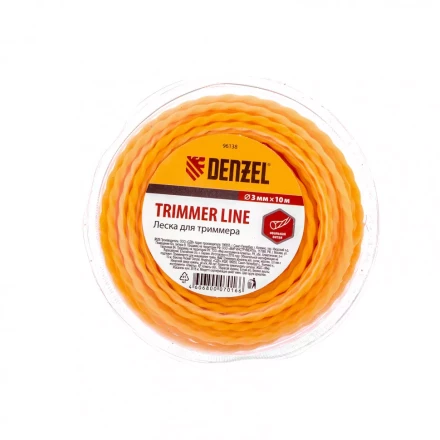 Леска для триммера овальная витая 3,0 мм х 10 м блистер Россия Denzel 96138 купить в Губкинске