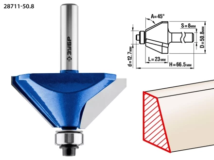 ЗУБР 50.8 x 27 мм, фреза кромочная калевочная (фасочная) №9, Профессионал (28711-50.8) купить в Губкинске