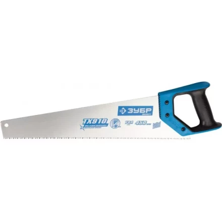 Ножовка по дереву (пила) ЗУБР ЛЕВША-6 450 мм, 6TPI, прямой зуб, быстрый рез поперек волокон, для крупных и средних заготовок, закалка, 2K рукоятка 15230-45 купить в Губкинске