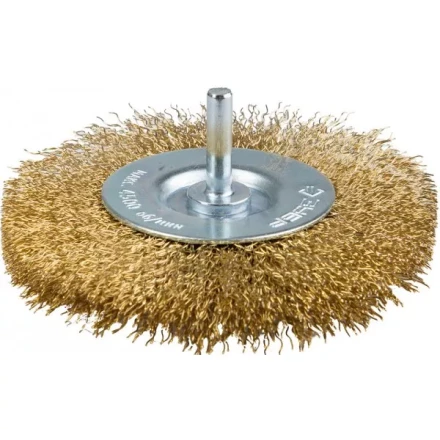 ЗУБР &quot;ЭКСПЕРТ&quot;. Щетка дисковая для дрели, двухрядная, витая латунированная стальная проволока 0,3мм, 100мм 3520-100-2_z01 купить в Губкинске