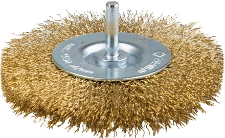 ЗУБР &quot;ЭКСПЕРТ&quot;. Щетка дисковая для дрели, двухрядная, витая латунированная стальная проволока 0,3мм, 100мм 3520-100-2_z01 купить в Губкинске