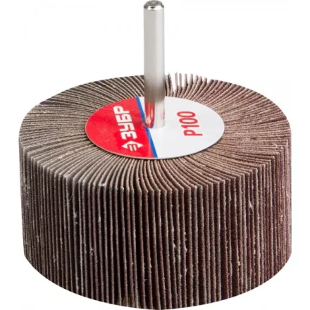 Круг шлифовальный ЗУБР &quot;МАСТЕР&quot; веерный лепестковый, на шпильке, тип КЛО, зерно-электрокорунд нормальный, P100, 40х80мм 36604-100 купить в Губкинске