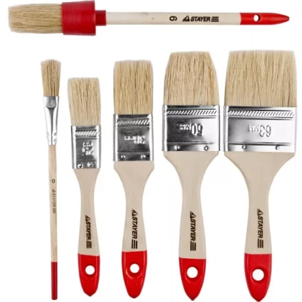 Набор STAYER &quot;STANDARD&quot; &quot;UNIVERSAL&quot;: Кисти, светлая натуральная щетина, деревянная ручка, 6шт 0162-H6_z01 купить в Губкинске