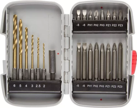 Набор ЗУБР &quot;МАСТЕР&quot;: Насадки для шуруповерта и дрели, биты, биты-сверла, адаптер, 23 предмета 26056-H23 купить в Губкинске