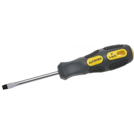 Отвертка STAYER &quot;PROFESSIONAL&quot; &quot;MAX-GRIP&quot; слесарная, Cr-V, намагниченная, SL 5,5х75мм 2580-05-075 G купить в Губкинске