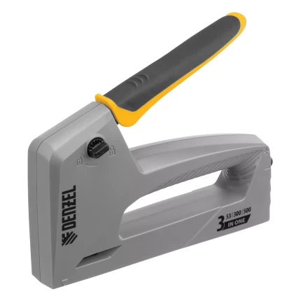 Степлер мебельный Denzel 40213, пластиковый корпус, тип 53, 6-14 мм, тип 300, 15 мм, тип 500, 15 мм купить в Губкинске