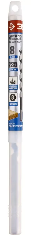 ЗУБР. Сверло по дереву, спираль Левиса, HEX хвостовик, 8х235мм 2948-235-08_z01 купить в Губкинске