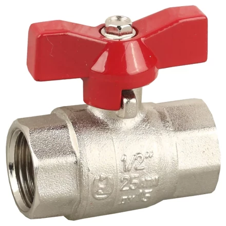 Кран ЗУБР шаровой 3/4&quot; полнопроходной &quot;мама-мама&quot;, бабочка, никелированная латунь 51353-N-3/4 купить в Губкинске