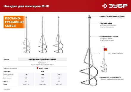ЗУБР М14, d120 мм, насадка-миксер для песчано-гравийных смесей снизу-вверх (МНП-120) купить в Губкинске