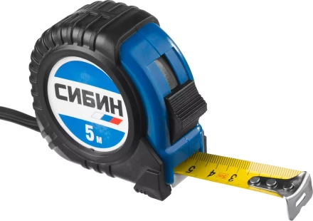 Рулетка СИБИН, обрезиненный пластиковый корпус, 5м/19мм 34019-05-19 купить в Губкинске