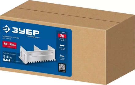 ЗУБР зуб 10*10 мм, до 600 мм, оцинкованная сталь, Раздвижная гребенка для плитки, ПРОФЕССИОНАЛ (08045-10) купить в Губкинске