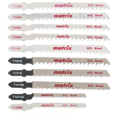 Набор полотен для электролобзика по дереву 10 шт T-SET1007 Matrix 78249 купить в Губкинске