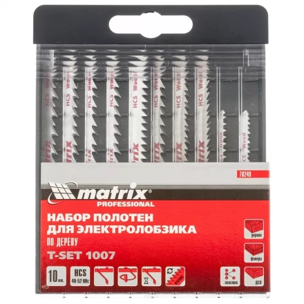 Набор полотен для электролобзика по дереву 10 шт T-SET1007 Matrix 78249 купить в Губкинске