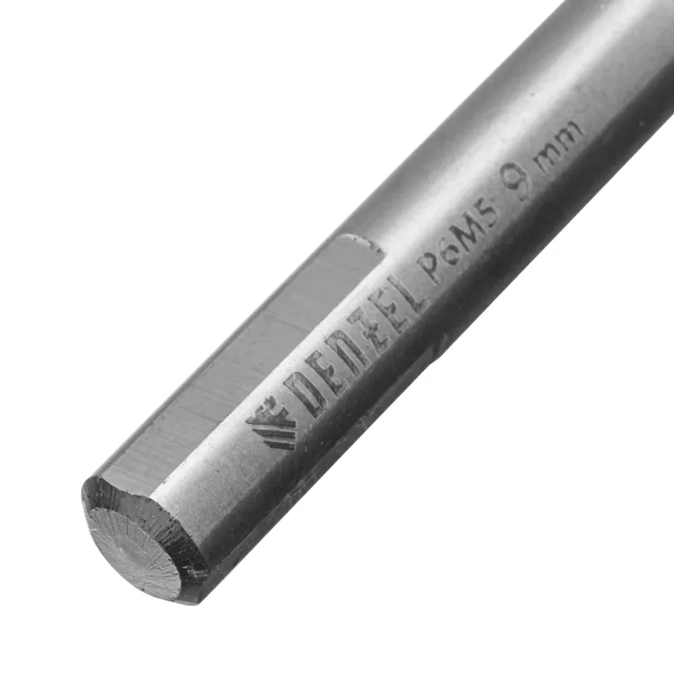 Сверло спиральное по металлу Denzel 9 x 125мм, Р6М5, Golden Tip, многогранная заточка, 718284 купить в Губкинске