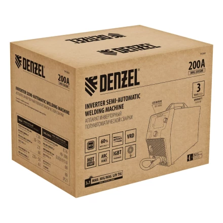 Аппарат инвертор. полуавтомат. cварки Denzel IMIG-205SDR, 200 А, ПВ 60%, катушка 5 кг купить в Губкинске