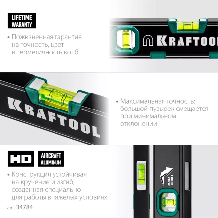 Профессиональный магнитный уровень с зеркальным глазком KRAFTOOL 34784 купить в Губкинске
