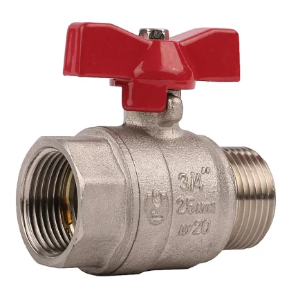 Кран ЗУБР шаровой 3/4&quot; полнопроходной &quot;мама-папа&quot;, бабочка, никелированная латунь 51354-N-3/4 купить в Губкинске