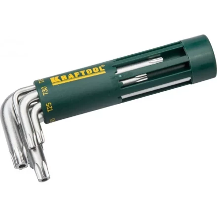 Набор KRAFTOOL: Ключи имбусовые короткие, Cr-Mo сталь, держатель-рукоятка, TORX Hole, T10-T50, 8 пред 27433-1_z01 купить в Губкинске