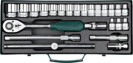 Набор торцовых головок KRAFTOOL &quot;INDUSTRIE QUALITAT&quot; (1/2&quot;) универсальный, Cr-V, металлический кейс, 24 предмета 27892-H24_z01 купить в Губкинске