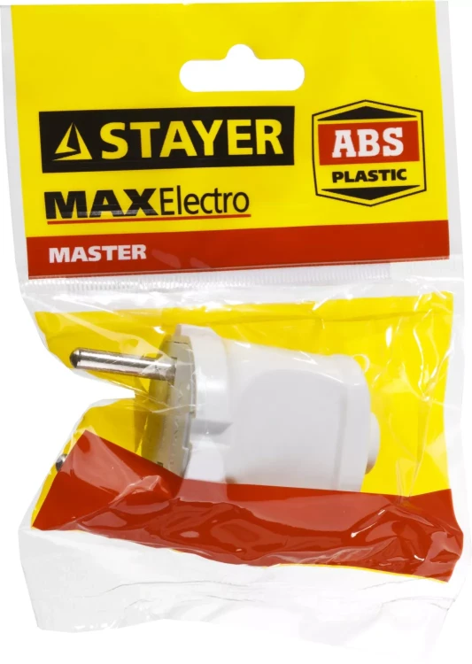 Вилка MAXElectro электрическая, 6А/220В, белая, STAYER 55150-W купить в Губкинске
